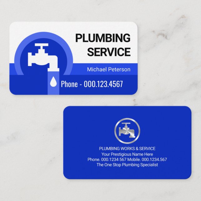 Faucet Blue Water Waves Business Card (Front/Back)