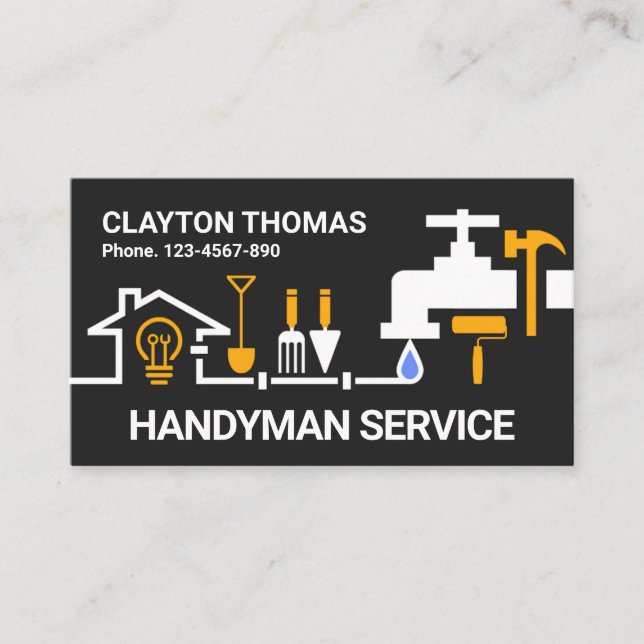 Faucet Piping Construction Tools Border  Business Card (Front)
