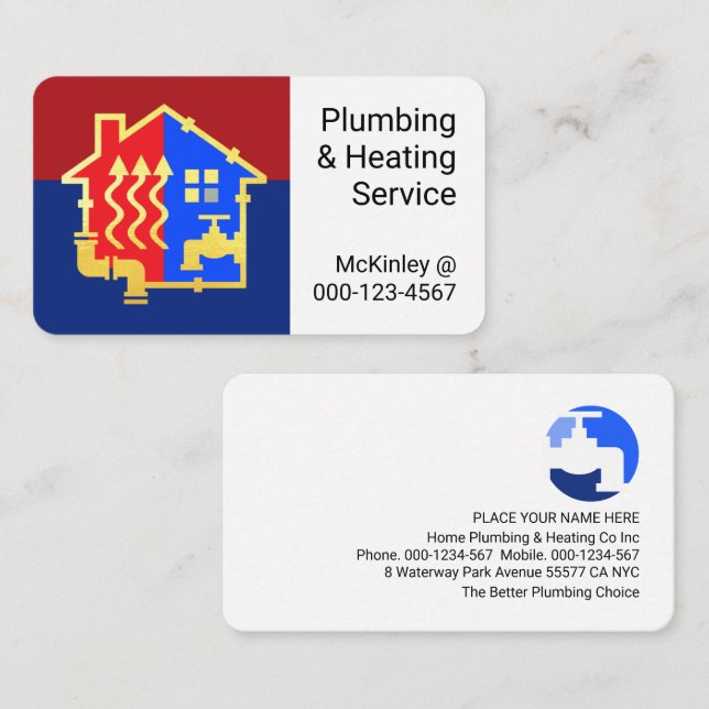 Faucet Piping Home Plumbing Frame Business Card (Front/Back)