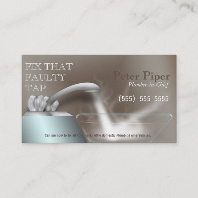 Faucet Plumber Plumbing Service Business Card (Front)