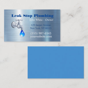 Faucet Waterdrop Plumber Plumbing Service Business Card