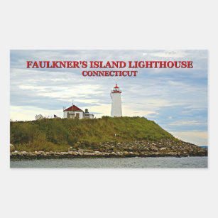Faulkners Island Lighthouse, Connecticut Rectangular Sticker