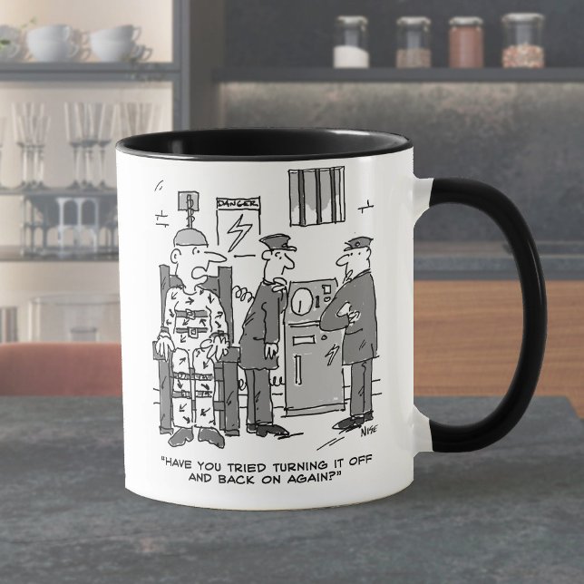 Faulty Electric Chair Cartoon - Funny Two-Tone Cof Mug (Creator Uploaded)