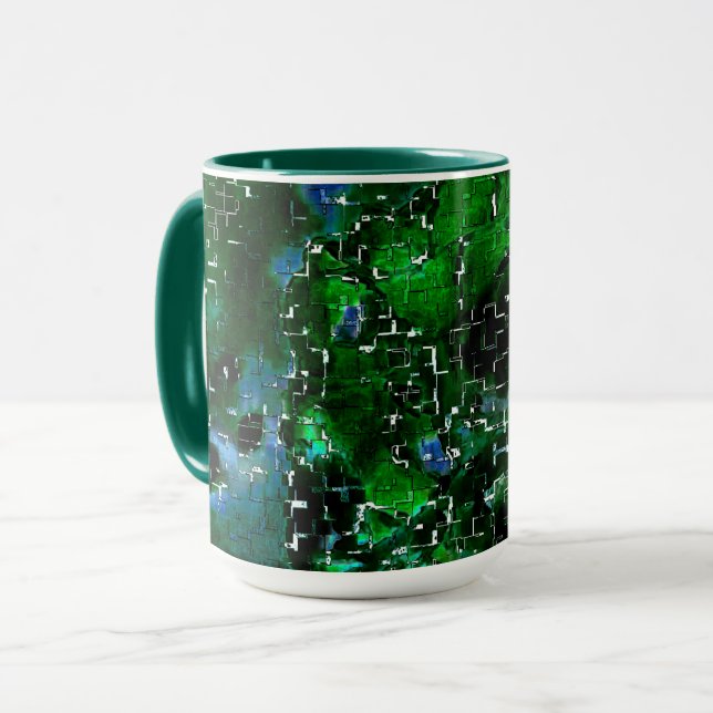 Faulty mosaic of aquatic plant pond night photo mug (Front Left)