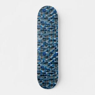 Faulty virtual blue grey rustic ceramic tiles skateboard
