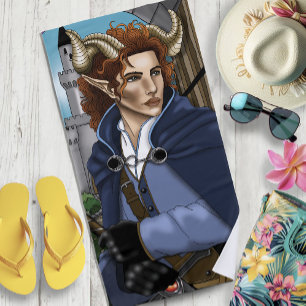 Faun Horned Fae Fantasy Beach Towel