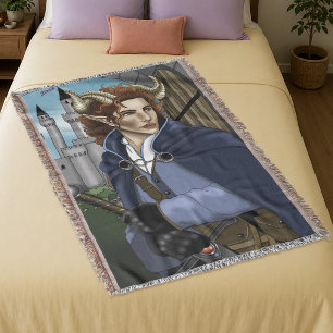 Faun Horned Fae Fantasy  Throw Blanket