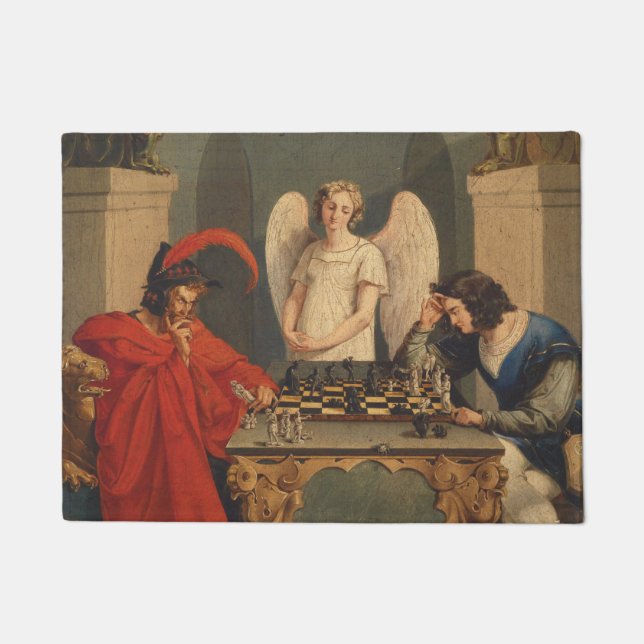 Faust And Mephistopheles Playing Chess Doormat (Front)