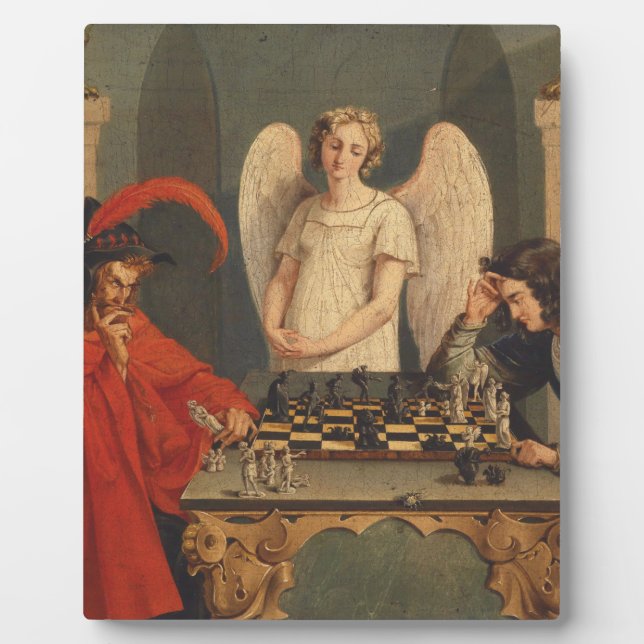 Faust And Mephistopheles Playing Chess Plaque (Front)