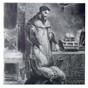 Faust in his Study, from Goethe's Faust, 1828, (il Tile