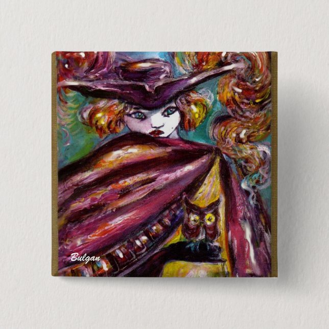 FAUST / Mysterious Mask with Tricorn and Owl 15 Cm Square Badge (Front)