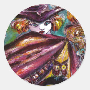 FAUST / Mysterious Mask with Tricorn and Owl Classic Round Sticker