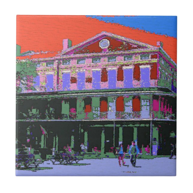 Fauvism: New Orleans Pontalba Building Ceramic Tile (Front)