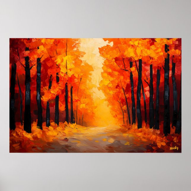 Fauvist Autumn Forest Path Canvas – Fall Landscape Poster (Front)