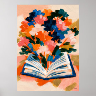 Fauvist Floral Book Art for Book Lovers Poster