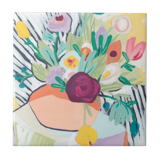 Fauvist Floral II Ceramic Tile (Front)