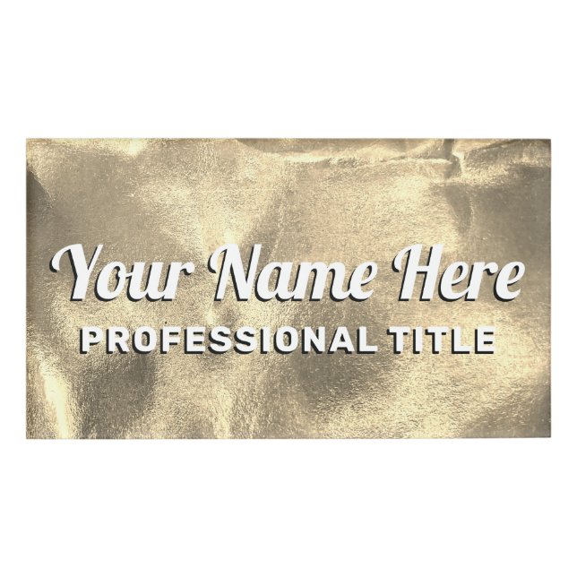 Faux 24K Gold Leaf Brushed Metallic Professional Name Tag (Front)