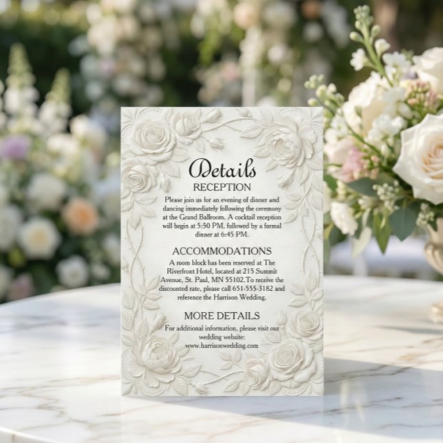 Faux 3D Embossed Effect Ivory Floral Border Enclosure Card (Creator Uploaded)