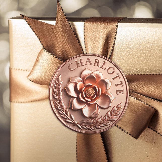 Faux 3D Luxury Rose Gold Peony and Laurel Wreath Classic Round Sticker (Luxury Botanical Rose Gold Peony and Laurel Wreath Classic Round Sticker)