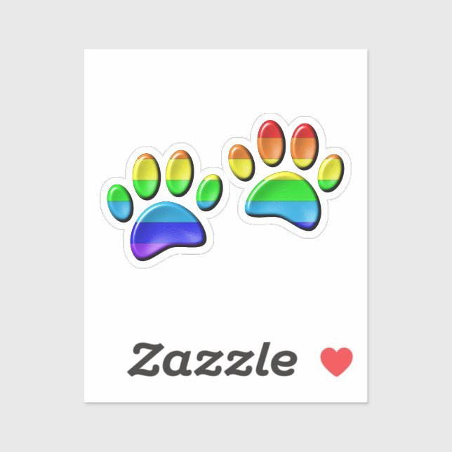 Faux 3D Rainbow Dog Paw Prints (Sheet)