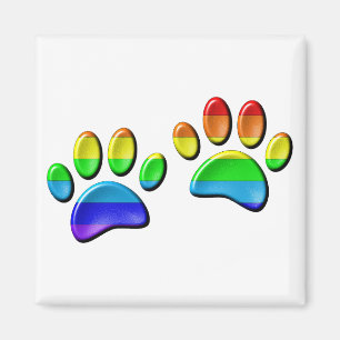 Faux 3D Rainbow Dog Paw Prints Magnet