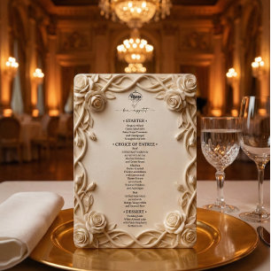 Faux 3D Sculpted Plaster Floral Border Menu