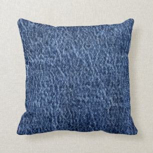 Faux Acid Wash Denim Blue Background Cushion