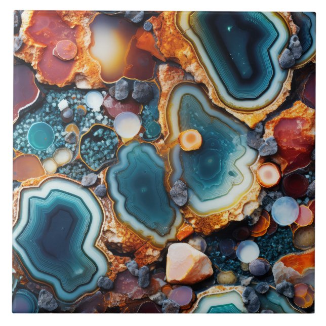 Faux agate tiled pattern  ceramic tile (Front)
