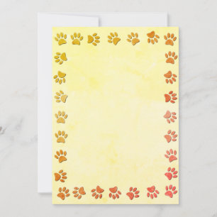 Faux Aged Paper Texture Paw Prints Base For Invitation