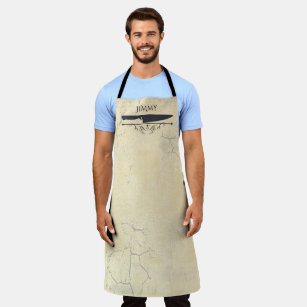 Faux aged stone chefs knife personalised cooking apron
