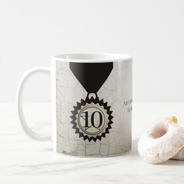 Faux aged stone employee anniversary gifts coffee mug (With Donut)