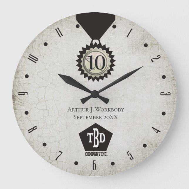 Faux aged stone employee anniversary gifts large clock (Front)