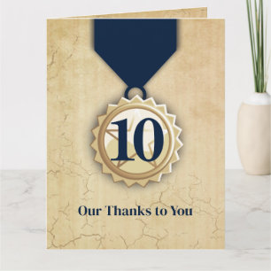 Faux aged stone employee milestone anniversary card