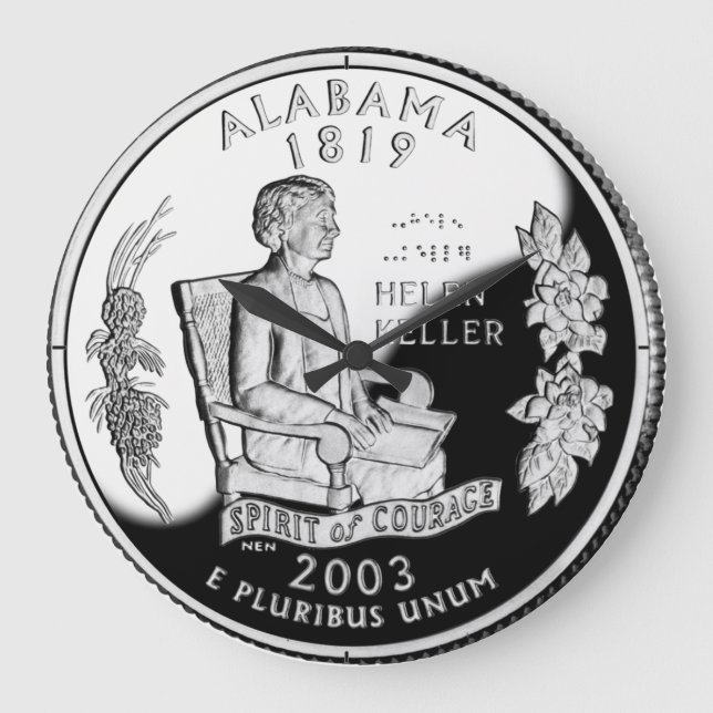 Faux Alabama State Quarter Spirit of Courage Large Clock (Front)