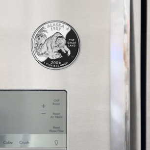 Faux Alaska State Quarter The Great Land Grizzly Magnet