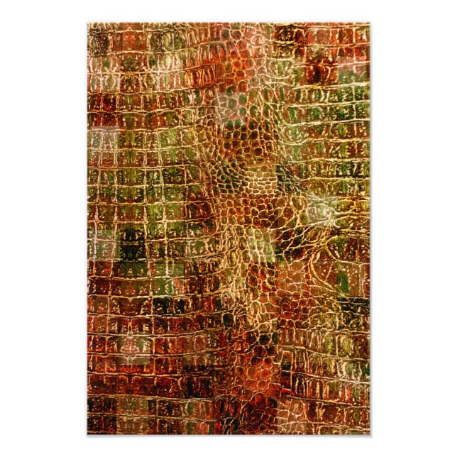 Faux Alligator Animal Skin Leather Red Brown Photo Print (Front)