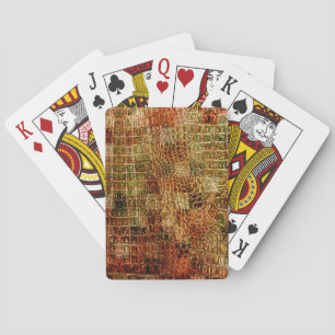 Faux Alligator Animal Skin Leather Red Brown Playing Cards