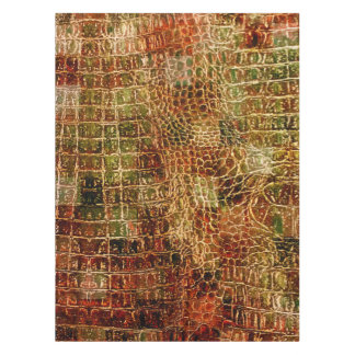 Faux Alligator Animal Skin Leather Red Brown Tablecloth