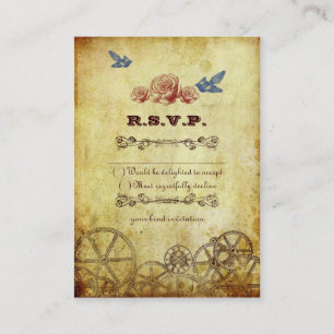 Faux Antique Gold Victorian Steampunk Wedding Enclosure Card
