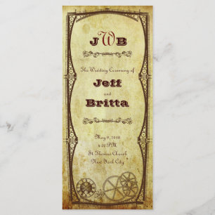 Faux Antique Gold Victorian Steampunk Wedding Program