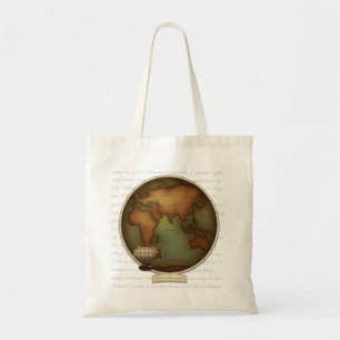 Faux Antique Map Eastern & Western Hemispheres Tote Bag