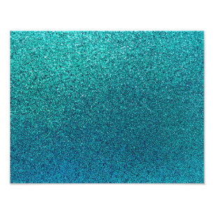 Faux Aqua Teal Turquoise Blue Glitter Background Photo Print