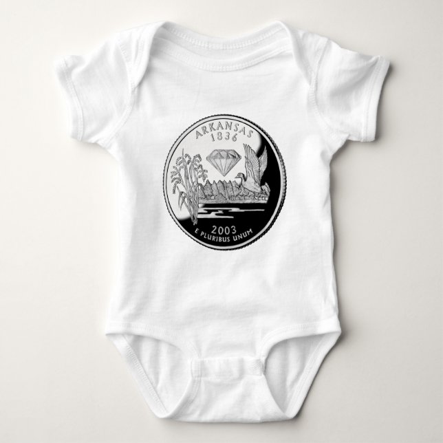 Faux Arkansas State Quarter Crater of Diamonds Baby Bodysuit (Front)