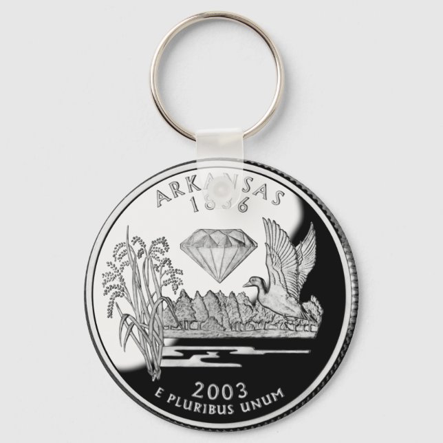 Faux Arkansas State Quarter Crater of Diamonds Key Ring (Front)