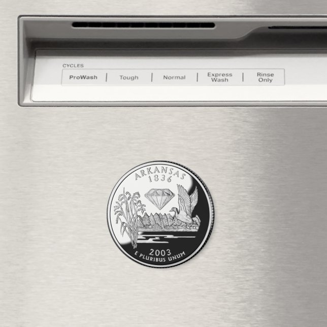 Faux Arkansas State Quarter Crater of Diamonds Magnet (In Situ (Dishwasher))