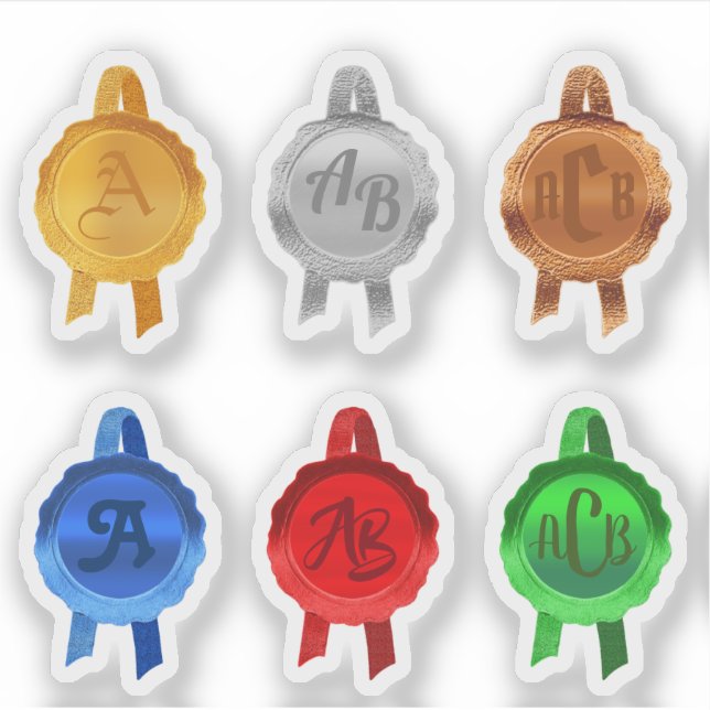 Faux Award/Certificate Seal Ribbons (6ClrInitials) (Front)