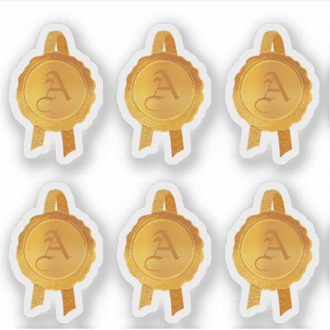 Faux Award/Certificate Seal Ribbons (Gold Initial) (Front)