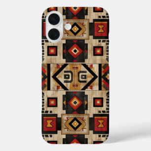 Faux Aztec wood grain  iPhone 16 Plus Case
