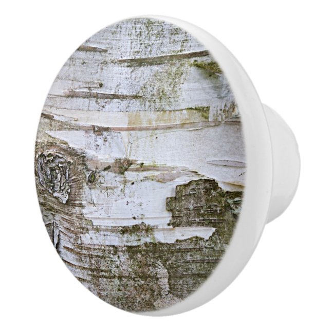 Faux Birch Tree Bark Texture Look Pattern Ceramic Knob (Right)