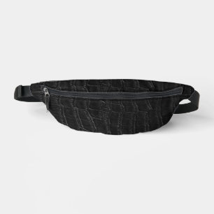 Faux Black Alligator Crocodile Leather Print Bum Bags